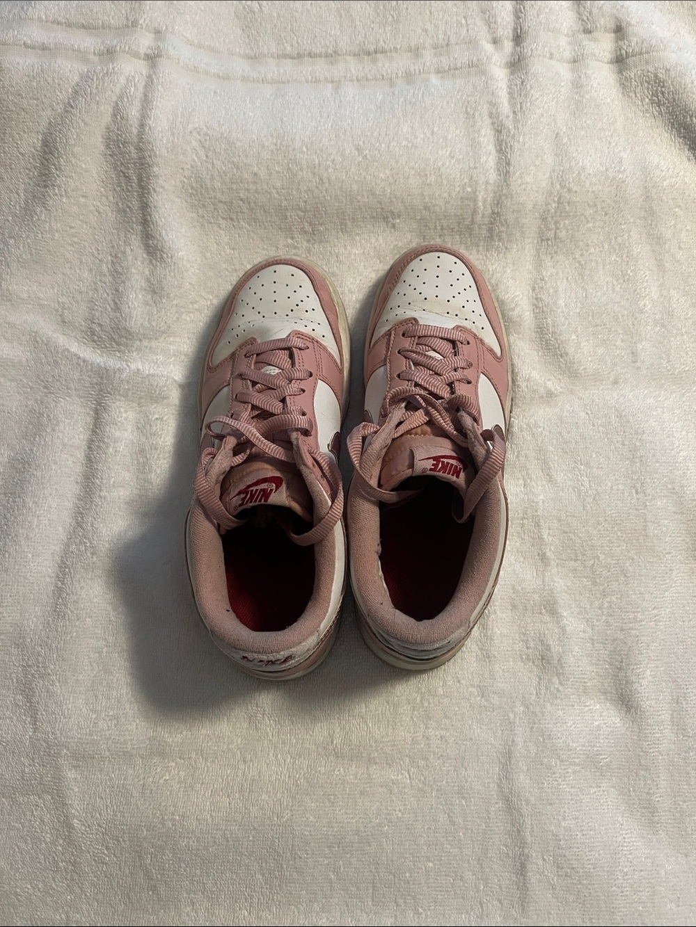 Nike Pink and White Low-Top Sneakers